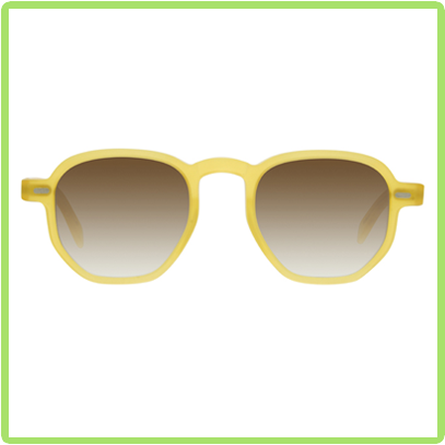 Rounded hexagonal frames in yellow acetate with gray lenses