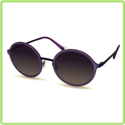 rounded violet frames with dark grey lenses